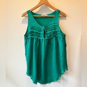 Calypso St Barth 100% Silk Pleated Front Sleeveless Top - Green Teal - Size M